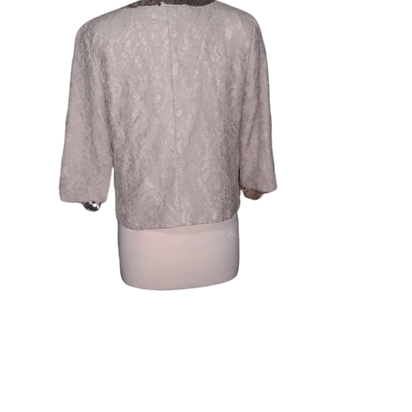 Ellen Tracy XS Sparkly Sequin Lace Blazer Jacket Silver Ivory Gray. Dime… - Picture 5 of 6